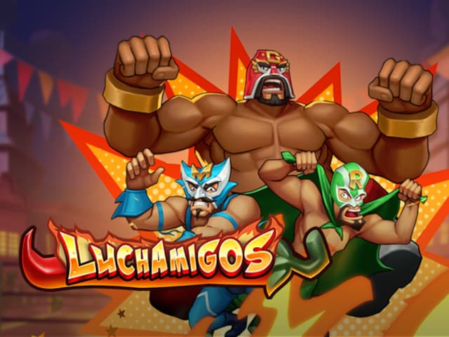 Colorful luchador masks representing the Luchamigos game